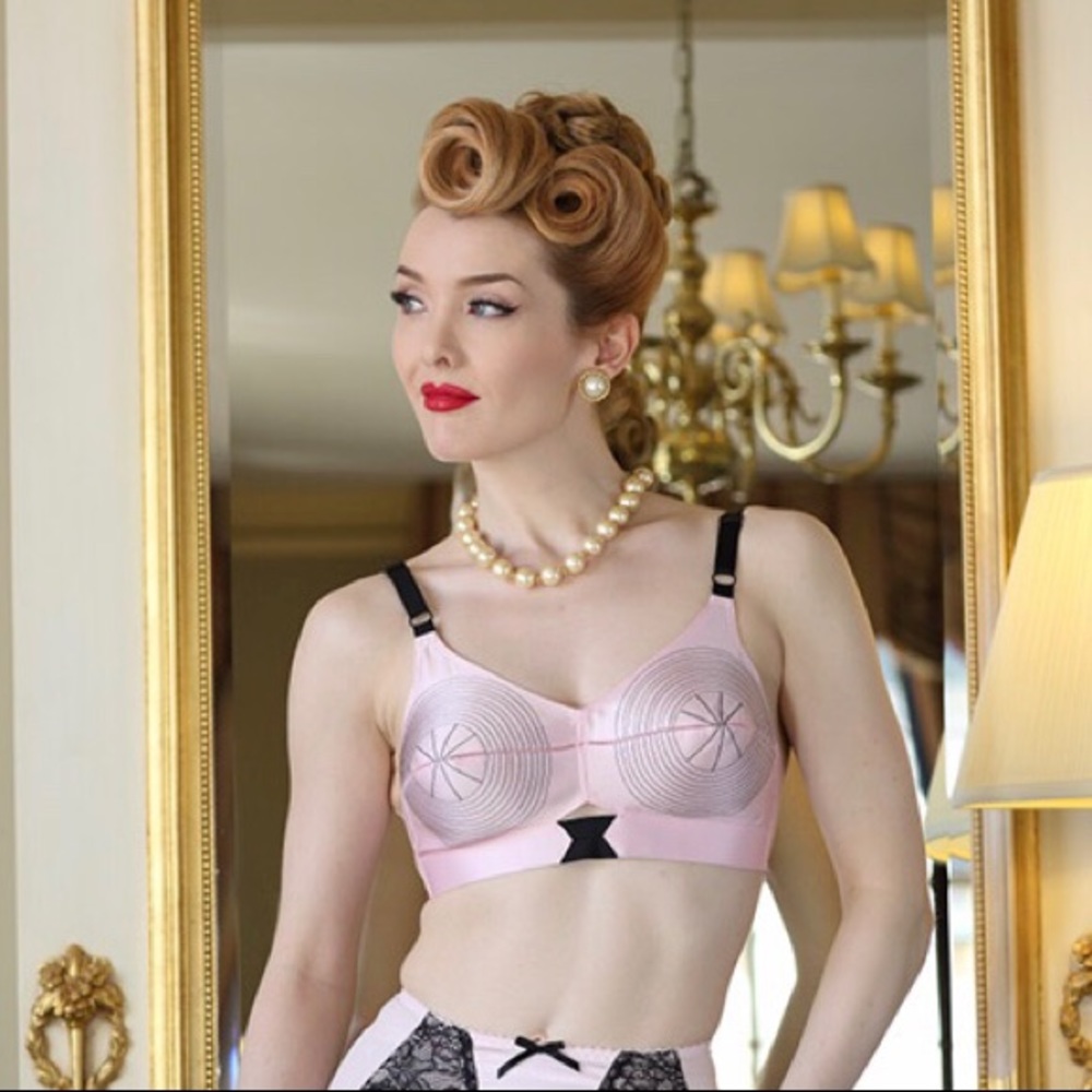 Secrets in Lace Pink Satin Bullet Bra